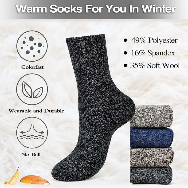 Clothclose Wool Socks - Winter Warm Wool Socks for Women Men, Soft Cozy Sock, Thick Knit Crew Boot Sock for Women Men - Image 2